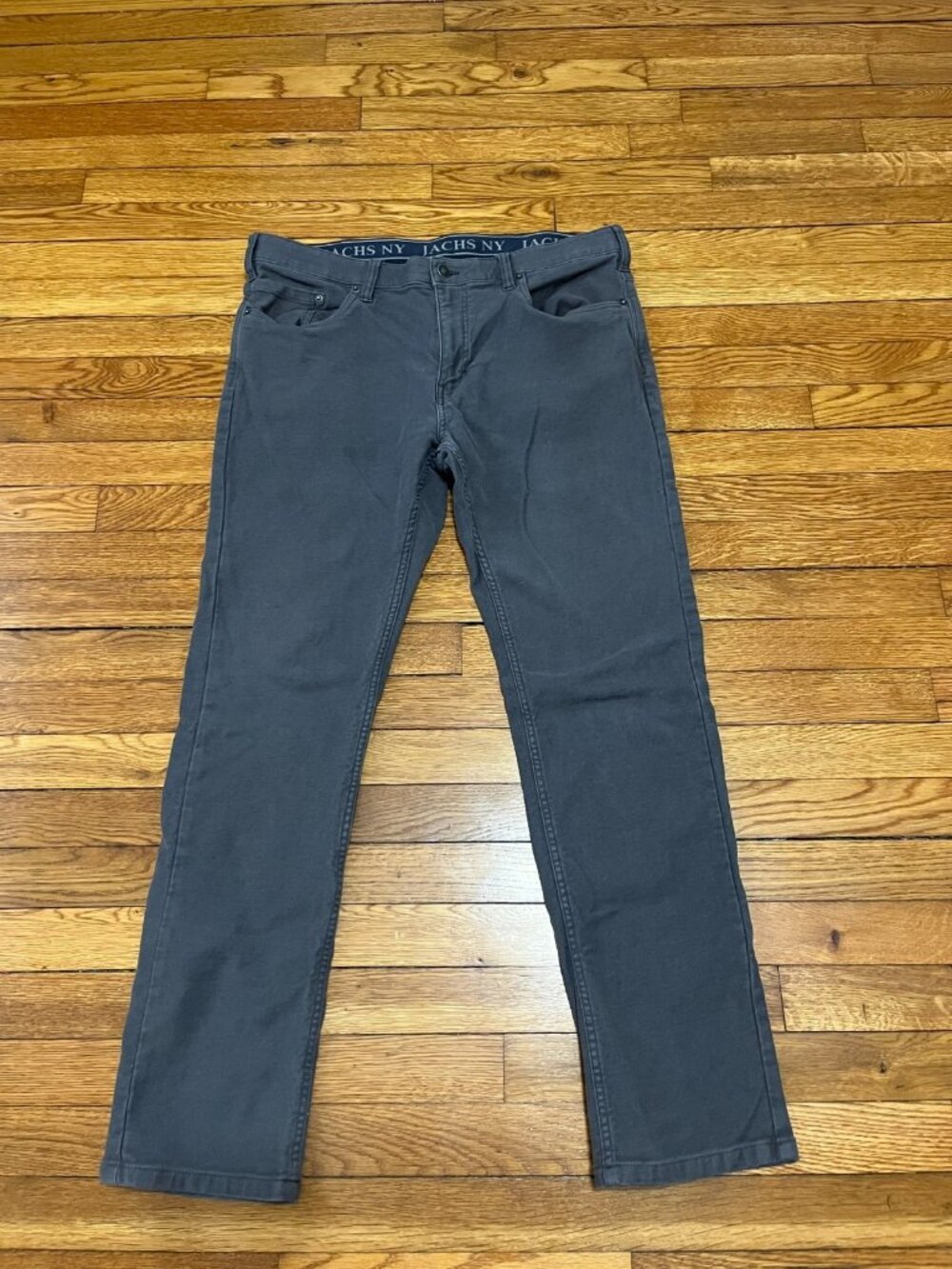 Jachs NY Men's Chino Pants Size 38x32 Gray Stretch Slim Straight Ankle